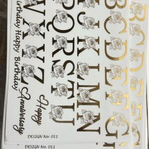 Metallic Gold Alphabet & Rose Motif Sticker Sheet