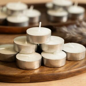 Tealight Candle – White, Metal Cup