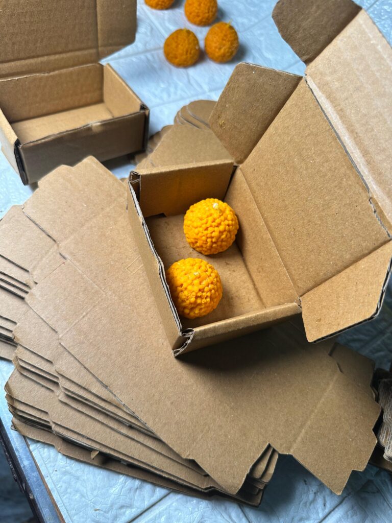 Premium Kraft Brown Takeaway Box for 2 Laddoos | Eco-Friendly Food Packaging